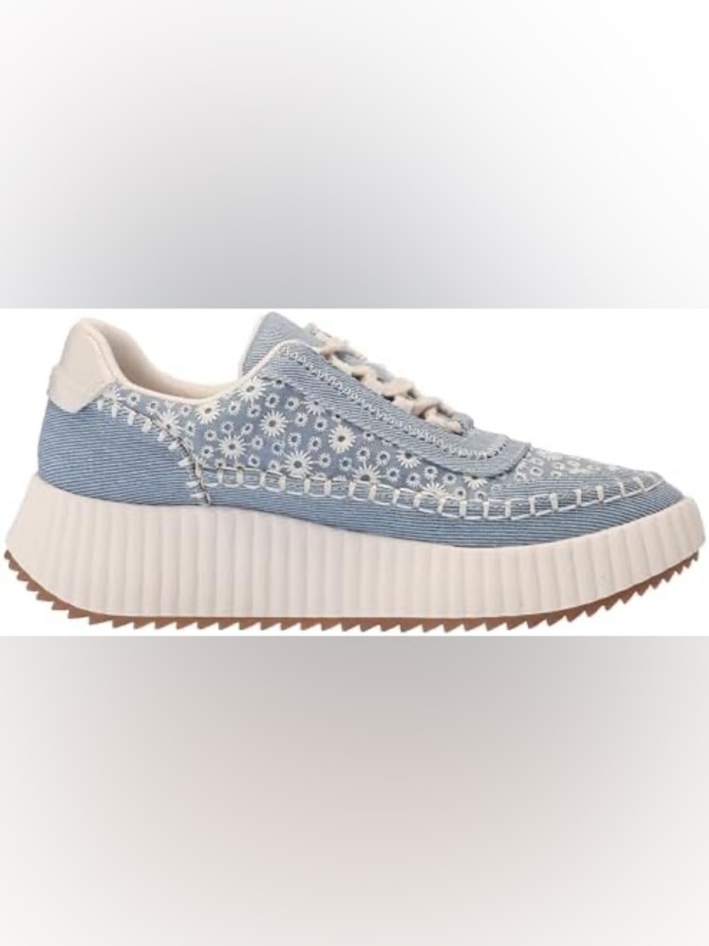 Dolce Vita Light Blue Embroidered Platform Sneakers with Cream Sole Size 9